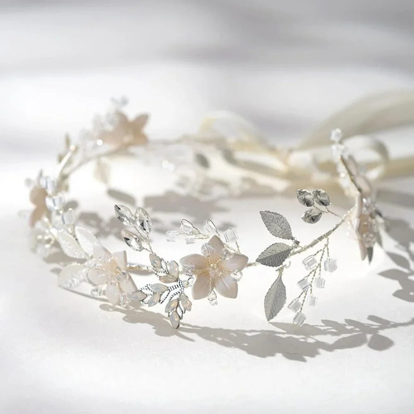 ❤️Women Sliver Handmade Bridal Headband Hair Accessories  Hair Pieces Floral - Picture 6 of 7